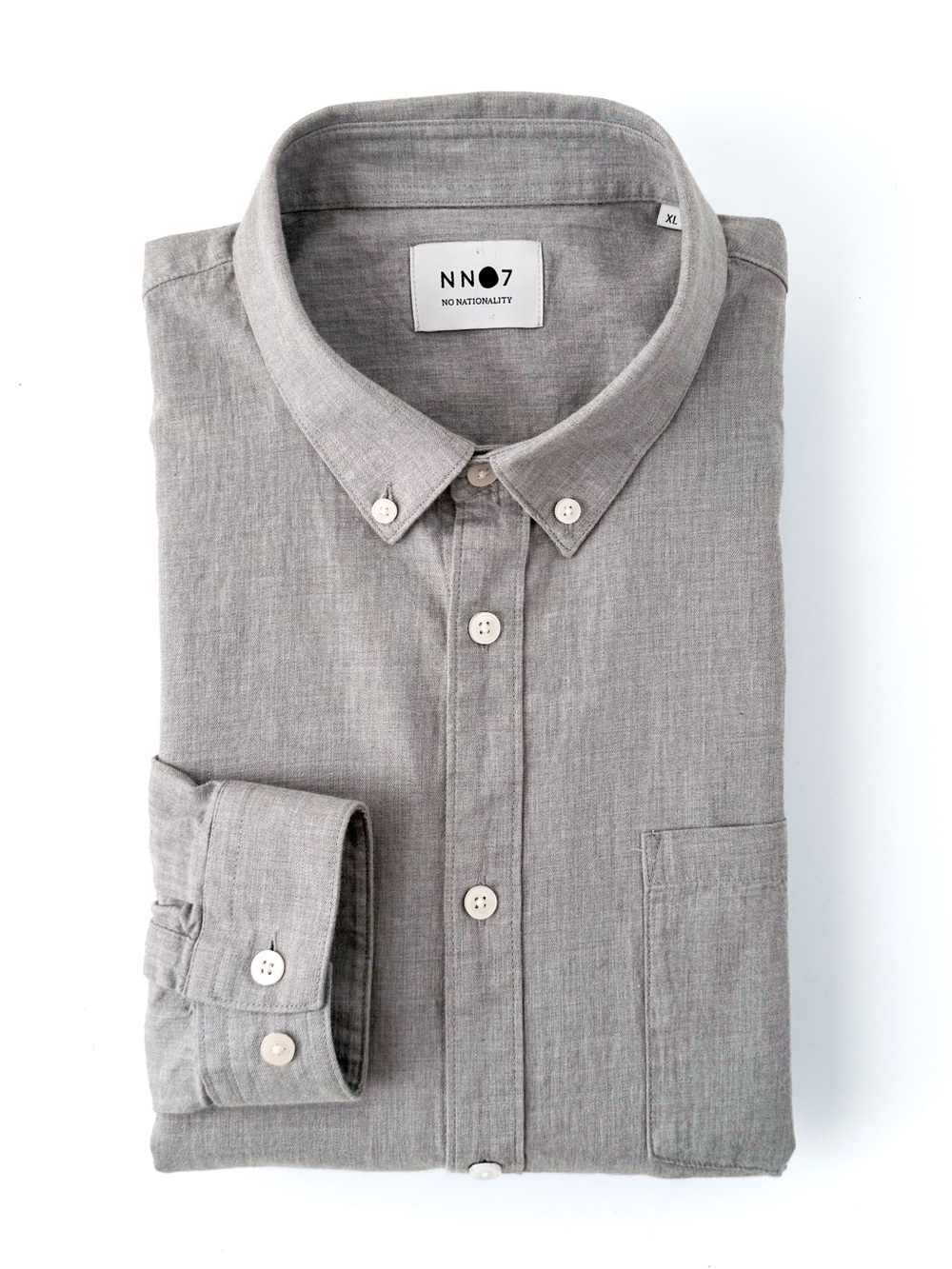NN07 Casual Button Down Shirt Lightweight Gray Mens XL End on End Cotton